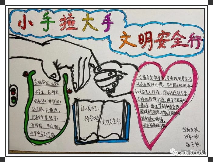 小手拉大手文明安全行手抄报简单又好看
