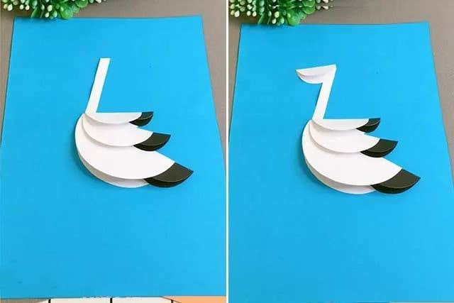 幼儿园简单手工制作动物：拼贴画白鹳