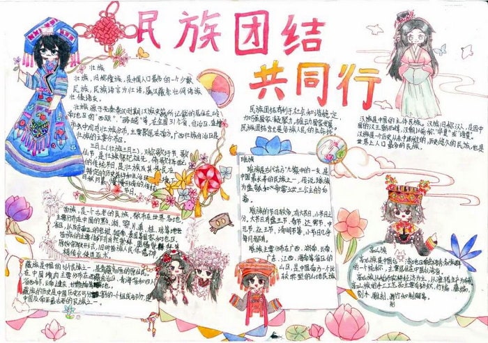 民族团结主题教育手抄报图片