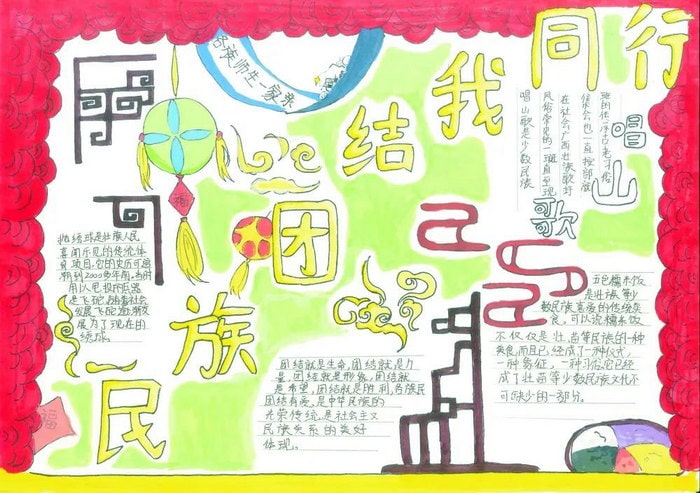民族团结主题教育手抄报图片