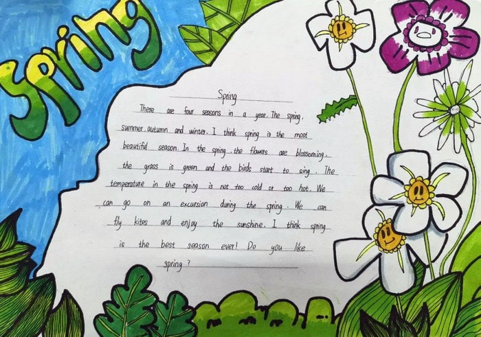 Spring主题英语手抄报图片