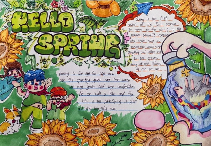 Spring主题英语手抄报图片