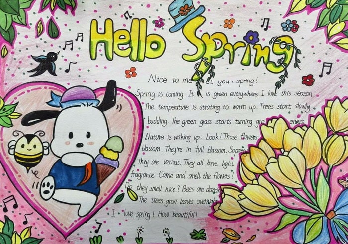 Spring主题英语手抄报图片