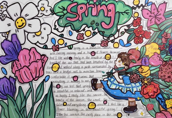 Spring主题英语手抄报图片