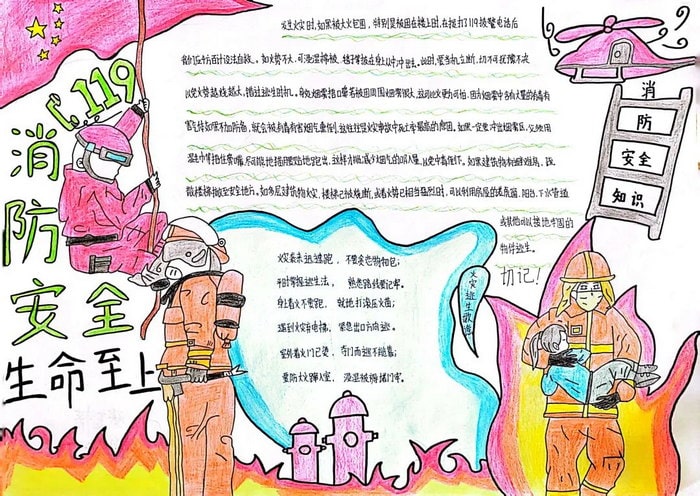 关注消防安全共创平安和谐手抄报图片