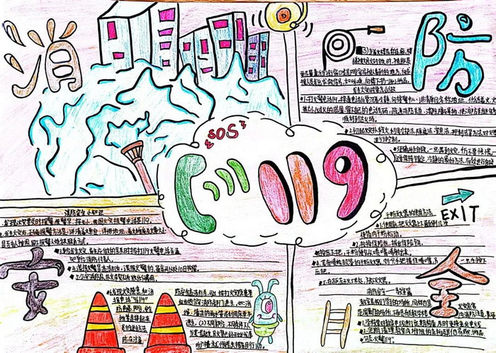 关注消防安全共创平安和谐手抄报图片