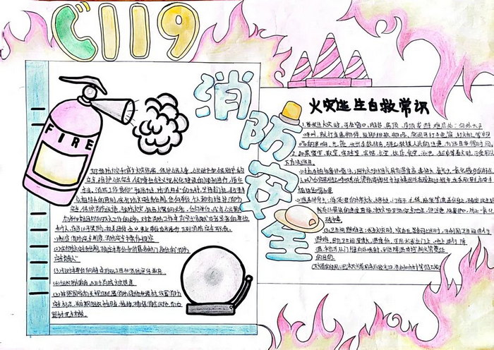 关注消防安全共创平安和谐手抄报图片