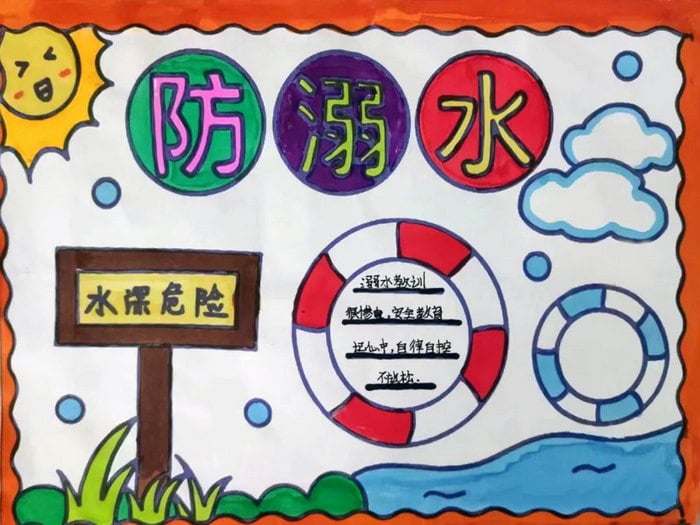 防溺水安全教育手抄报图片三年级