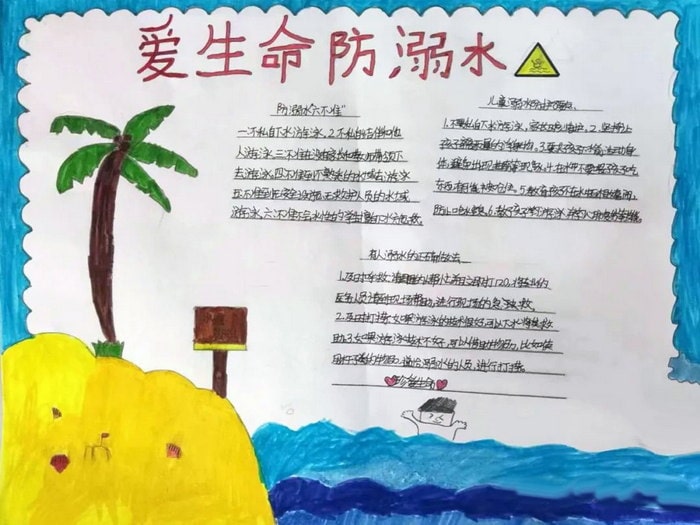 防溺水安全教育手抄报图片三年级