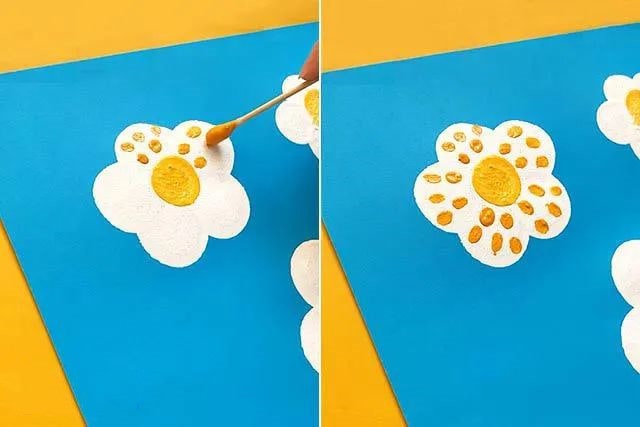 幼儿园美术：用海绵印画春天的花朵(步骤图解)