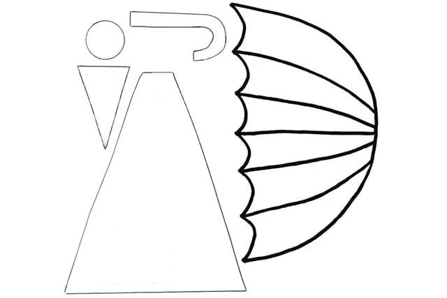 幼儿创意下雨天手工：拼贴画撑着伞的小女孩