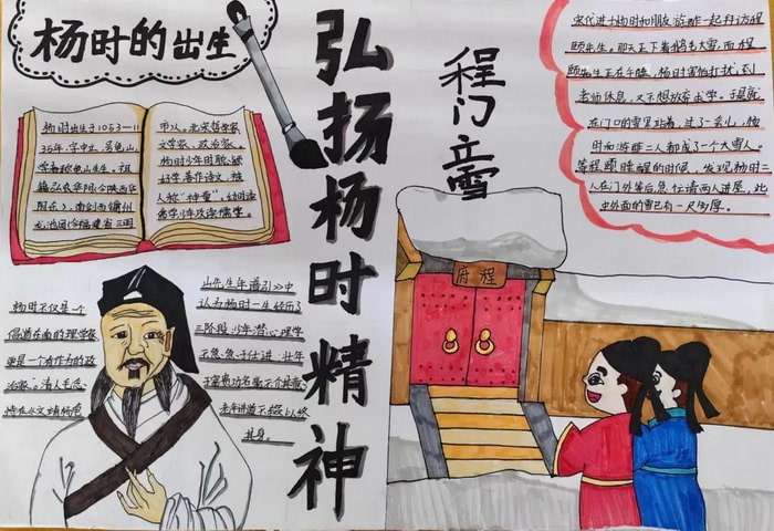 成语故事杨时程门立雪的精神手抄报图片
