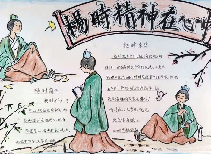 成语故事杨时程门立雪的精神手抄报图片