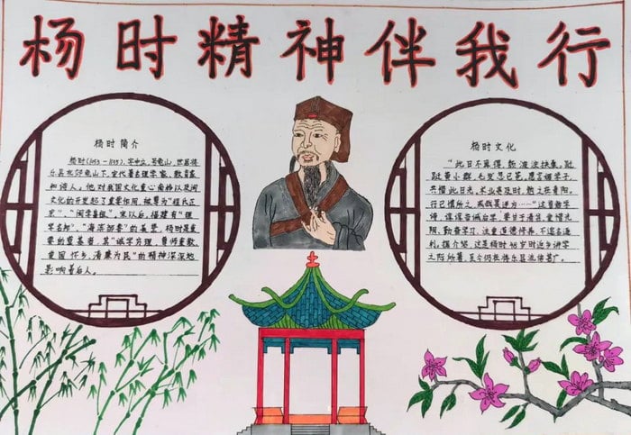 成语故事杨时程门立雪的精神手抄报图片