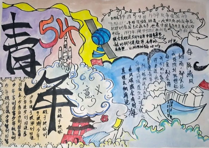 五四青年节手抄报图片一等奖及内容