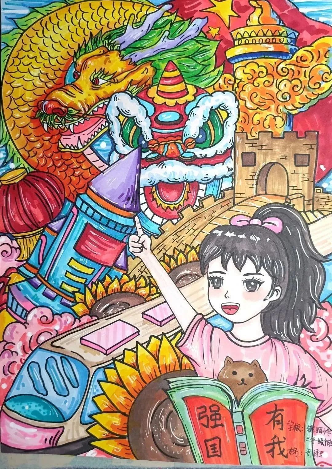 强国复兴有我，我的强国梦主题绘画作品