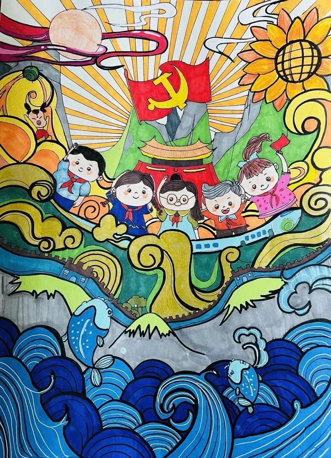 强国复兴有我，我的强国梦主题绘画作品