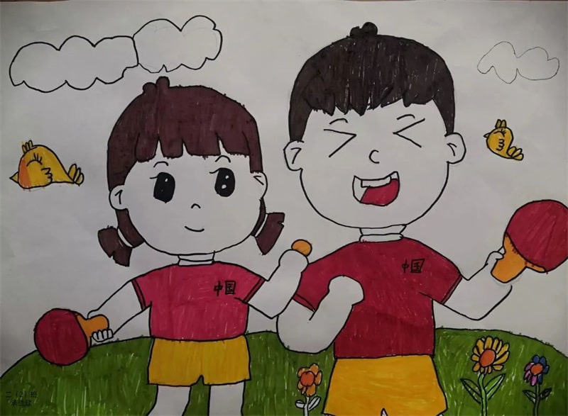 “强国有我 乒乓球运动”主题绘画作品