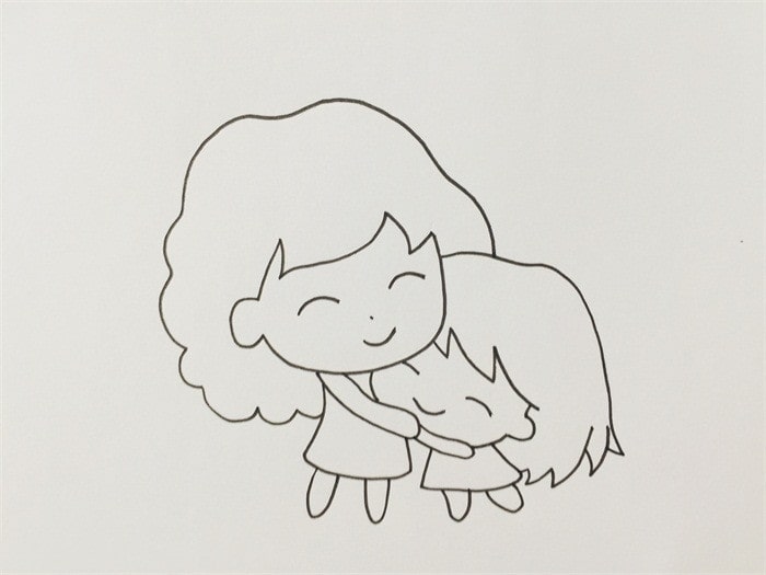 母亲节妈妈和女儿图片简笔画