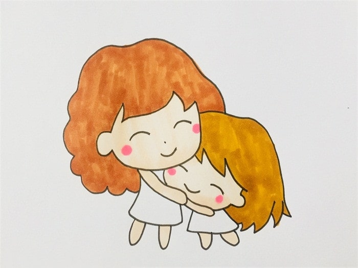 母亲节妈妈和女儿图片简笔画