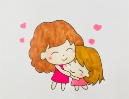 母亲节妈妈和女儿图片简笔画