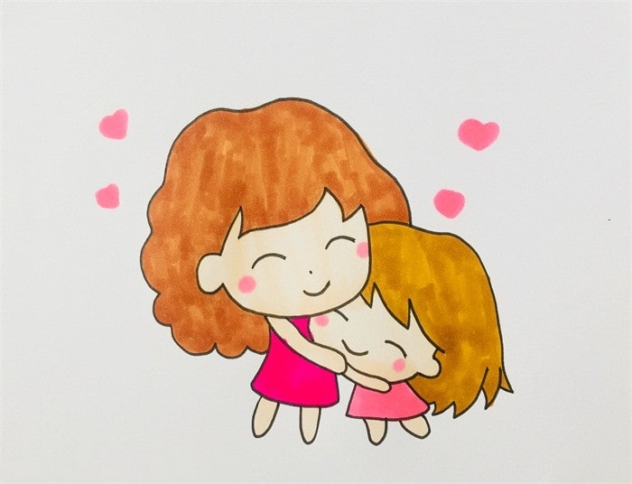 母亲节妈妈和女儿图片简笔画