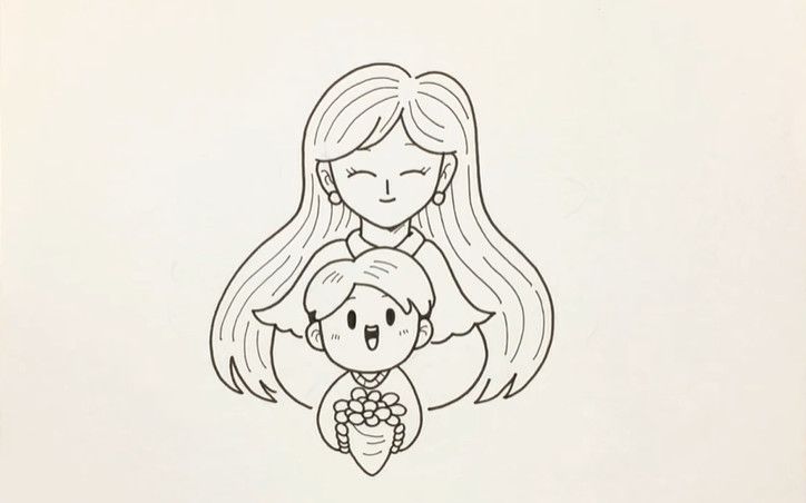 儿童母亲节简笔画图片教程简单又漂亮