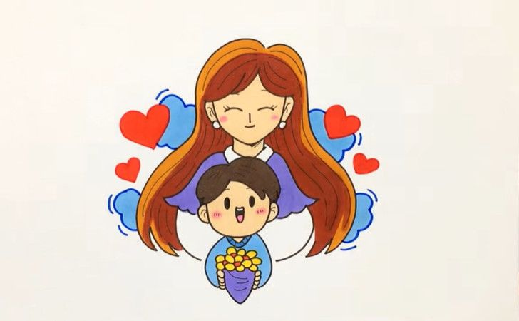 儿童母亲节简笔画图片教程简单又漂亮