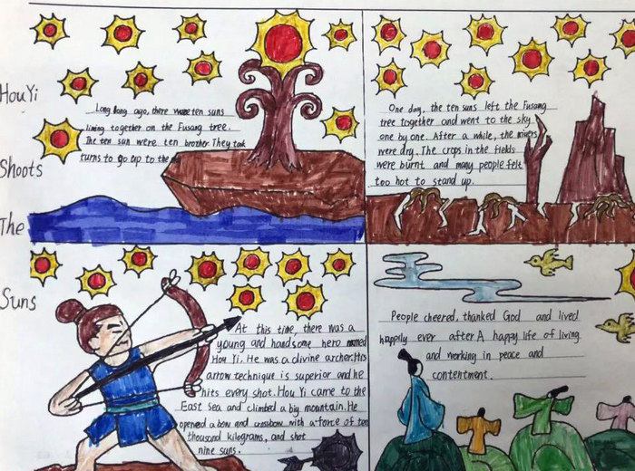 中国传统文化故事英语手抄报图片