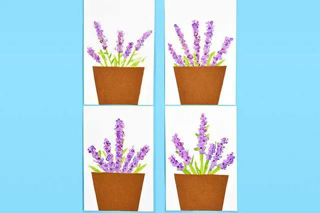 幼儿学画画：棉签印画薰衣草