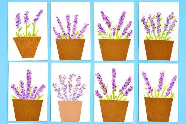 幼儿学画画：棉签印画薰衣草