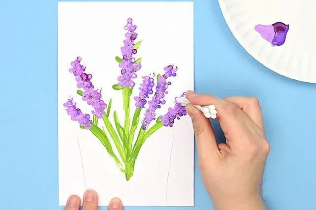 幼儿学画画：棉签印画薰衣草