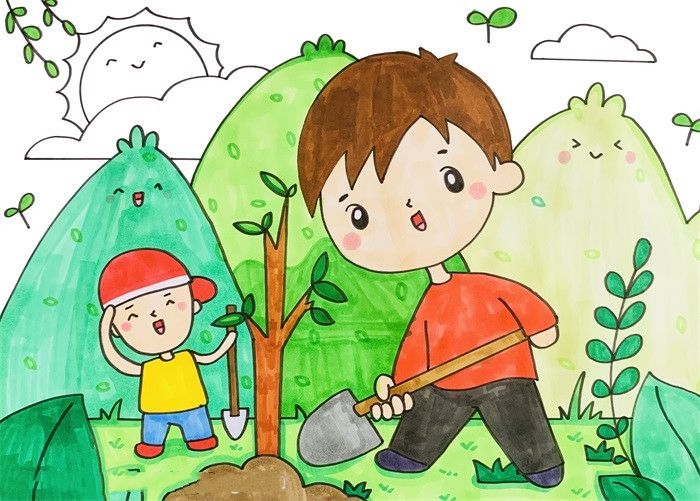 绿水青山就是金山银山儿童画