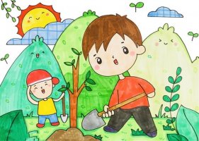 绿水青山就是金山银山儿童画