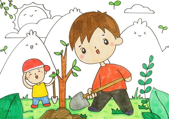 绿水青山就是金山银山儿童画