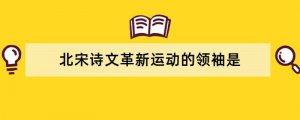 北宋诗文革新运动的领袖是