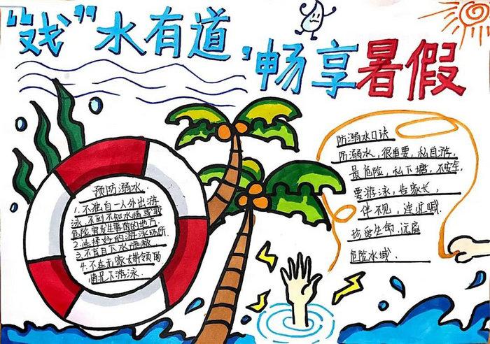 一二三年级防溺水手抄报绘画图片