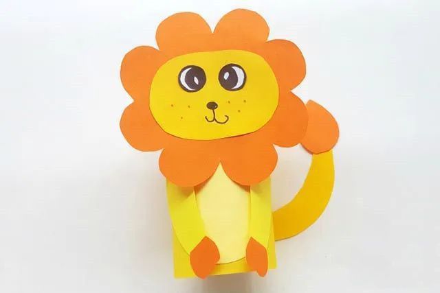 卫生纸筒废物利用手工制作狮子