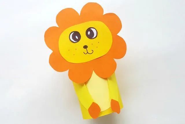 卫生纸筒废物利用手工制作狮子