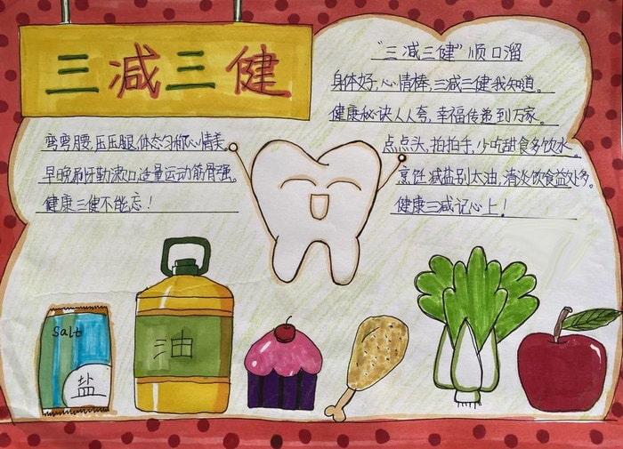 三减三健健康生活手抄报图片