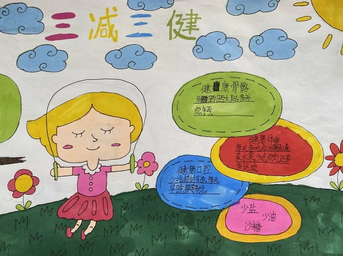 三减三健健康生活手抄报图片