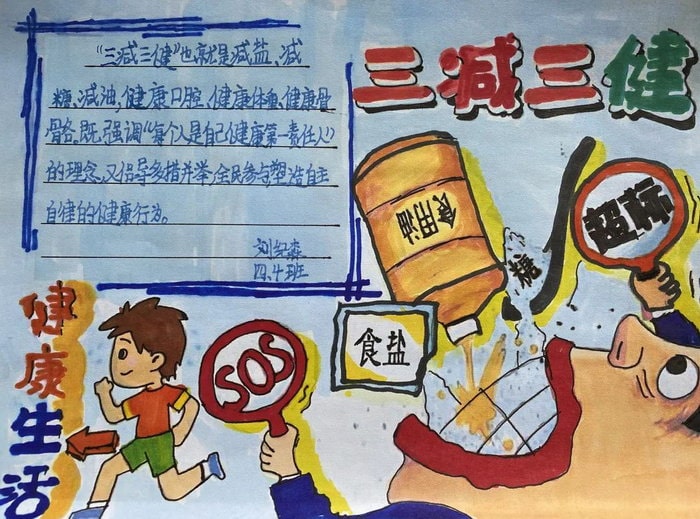 三减三健健康生活手抄报图片