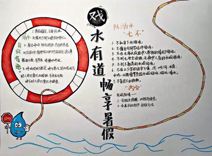3～4年级简单防溺水手抄报图片及内容