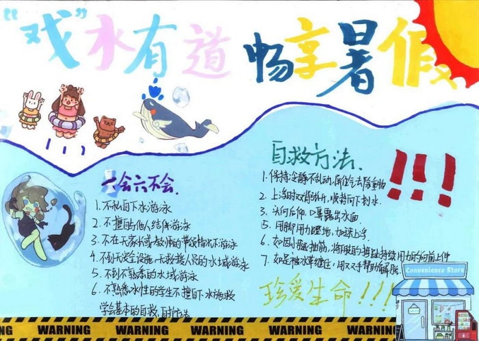 3～4年级简单防溺水手抄报图片及内容