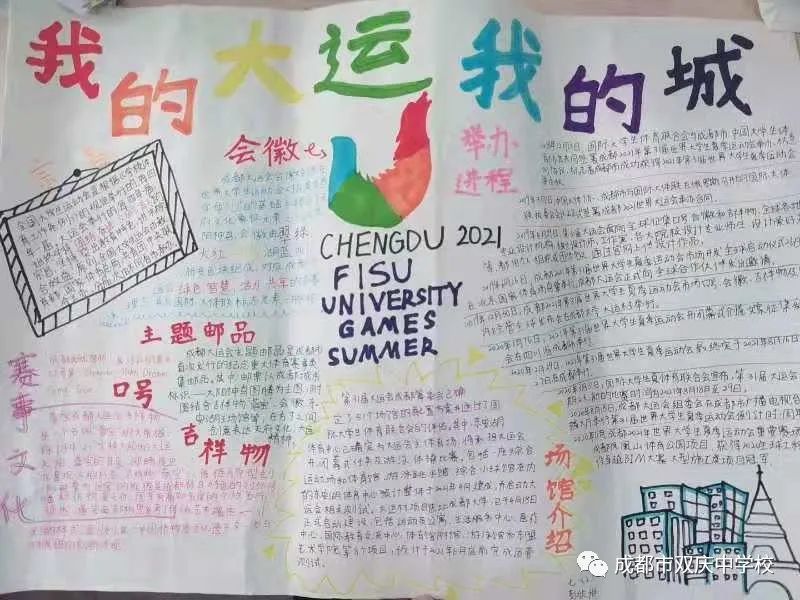 “爱成都，迎大运”成都大运会手抄报图片展示
