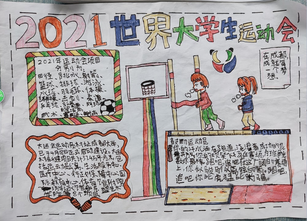 “爱成都，迎大运”成都大运会手抄报图片