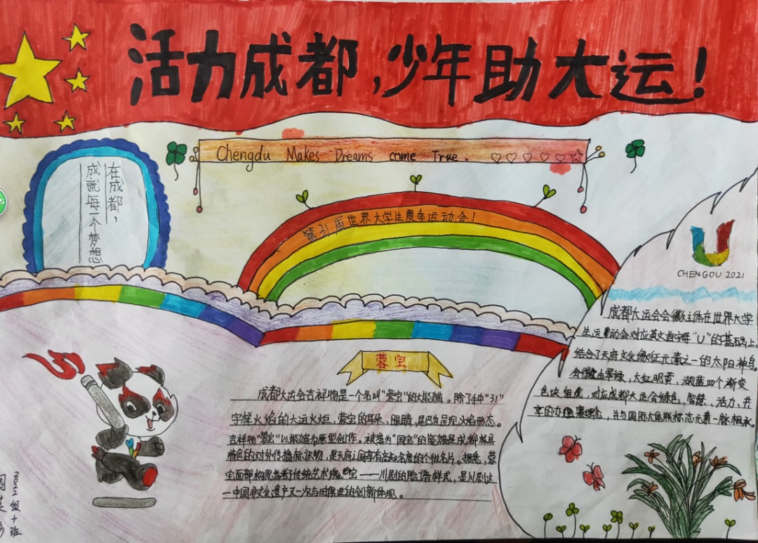 “爱成都，迎大运”成都大运会手抄报图片