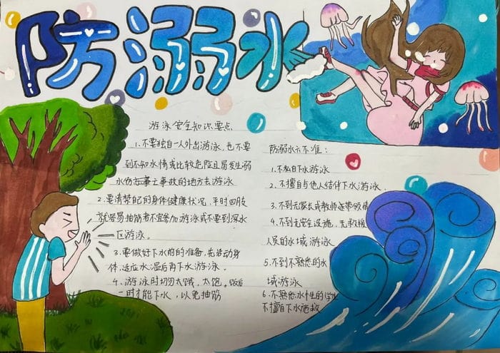 简单好画的夏季防溺水手抄报图片及内容