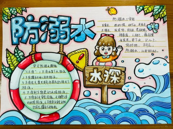 简单好画的夏季防溺水手抄报图片及内容