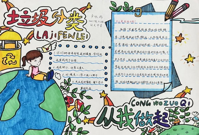 小学生简易垃圾分类手抄报图片及内容